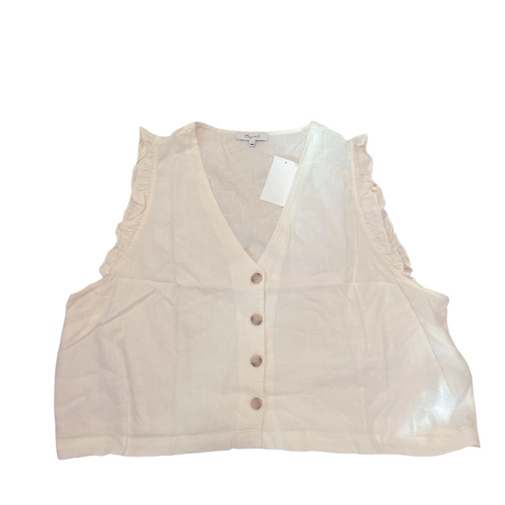 NWT Madewell Ruffled Button Front Linen Top